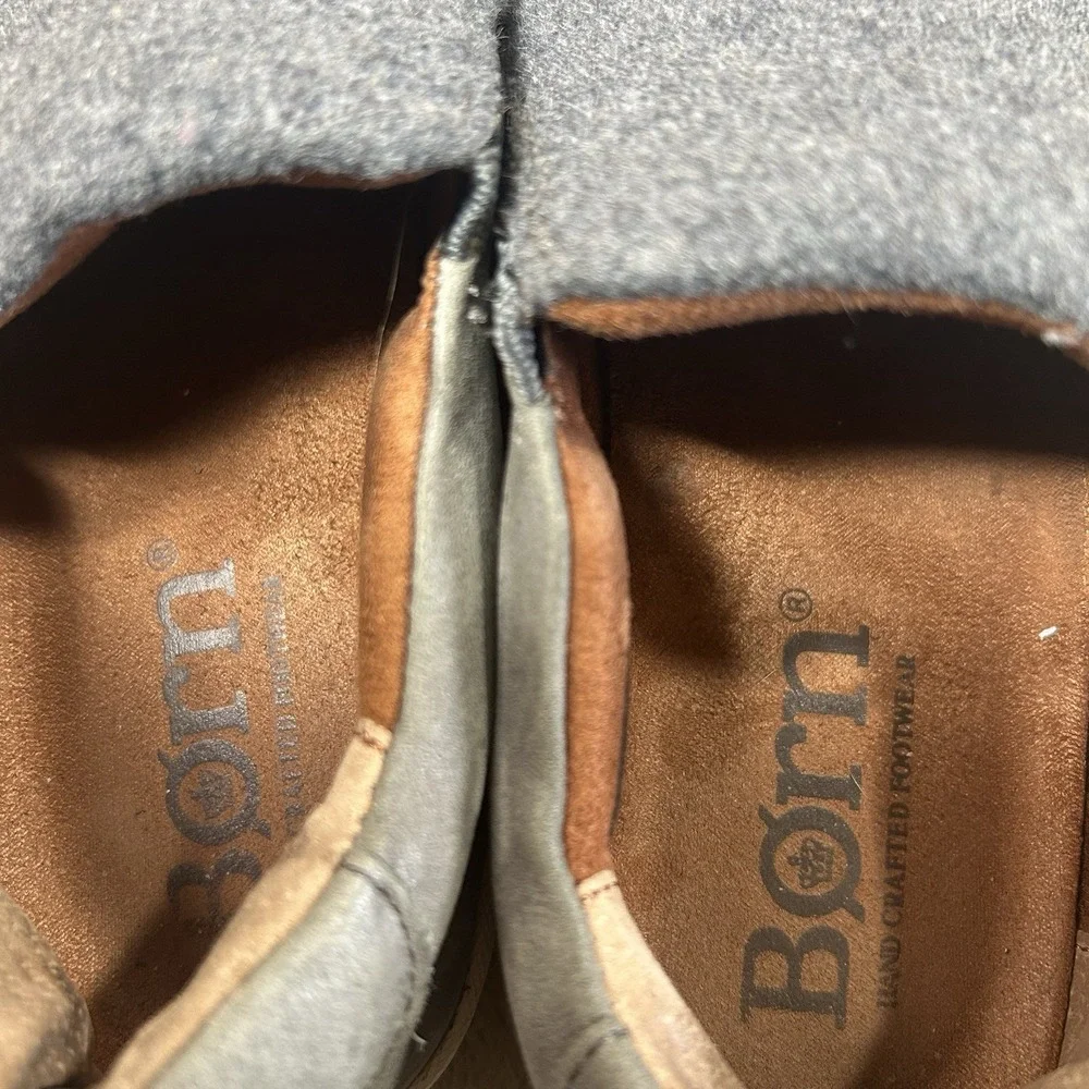 Born Børn Slip On Sneakers Men 7M Blue Gray Wool‎ Leather Casual Shoes